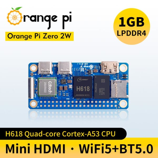 Orange Pi Zero 2W 1GB RAM DDR4 Mini PC Allwinner H618 WiFi + Bluetooth SBC Single Board Computer - Image 4
